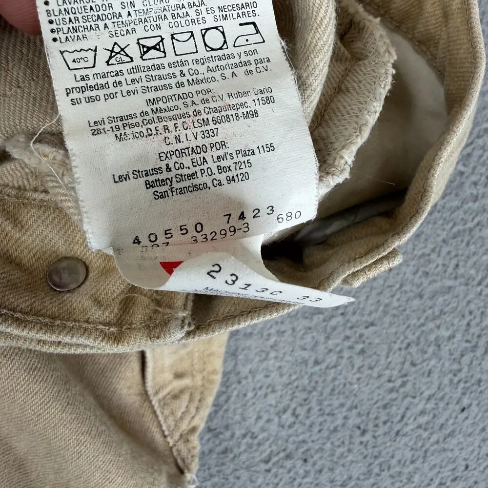 VINTAGE LEVI'S 550 Jeans Mens 38x34 Beige Orange Tab Made USA Pants Streetwear